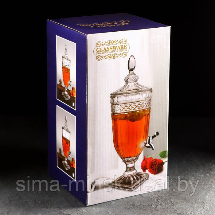 Диспенсер для напитков стеклянный «Сияние», 3 л, 17×48 см, цвет перламутровый - фото 4 - id-p181612495