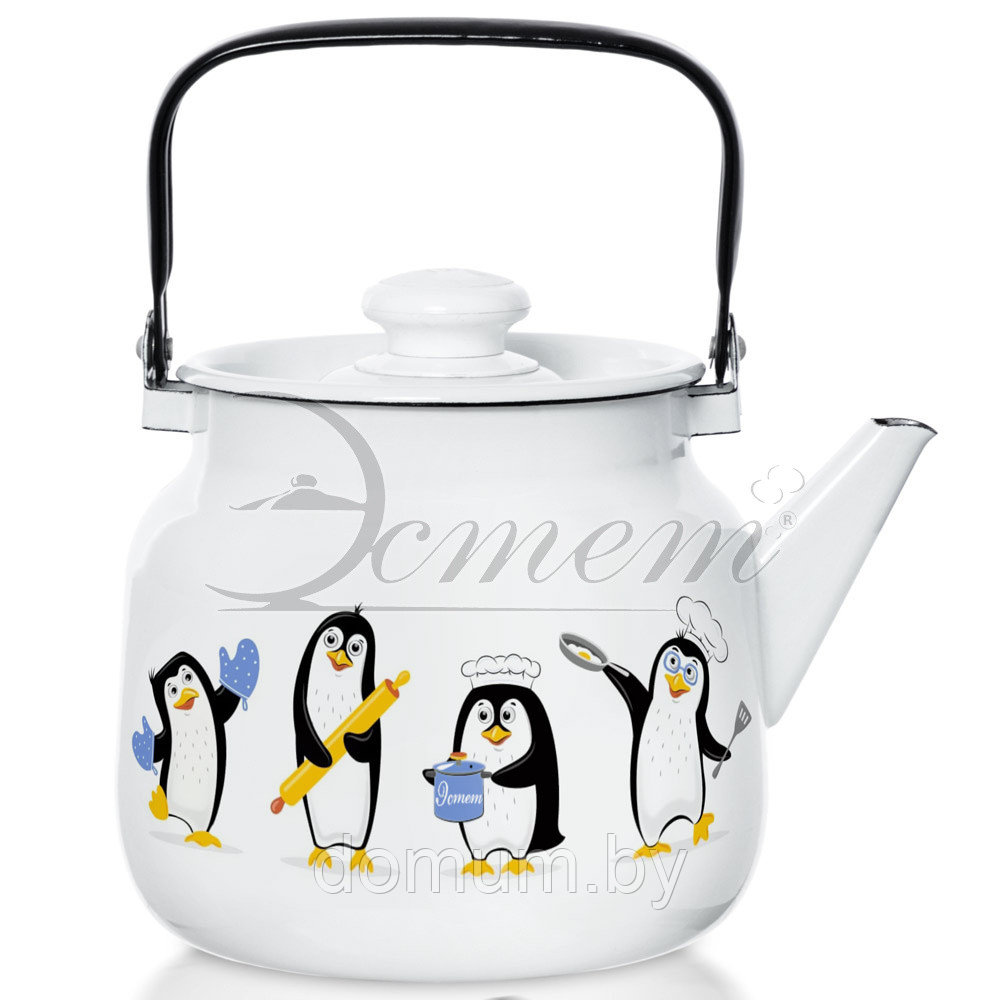 Эмалированный чайник "Пингвины" 3.5л Эстет ЭТ-72340 - фото 1 - id-p181627807