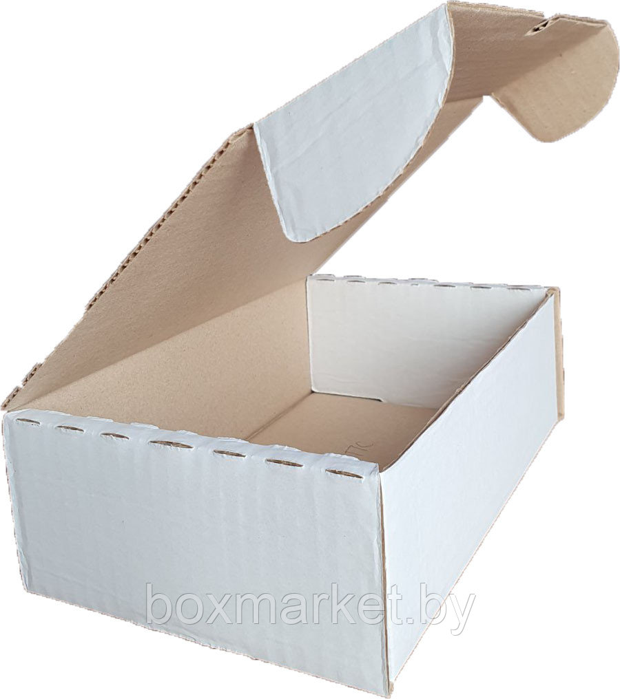 Коробка самосборная 190х130х60 мм белая fefco 0427 из гофрокартона 3 мм Т23 - фото 1 - id-p181638421