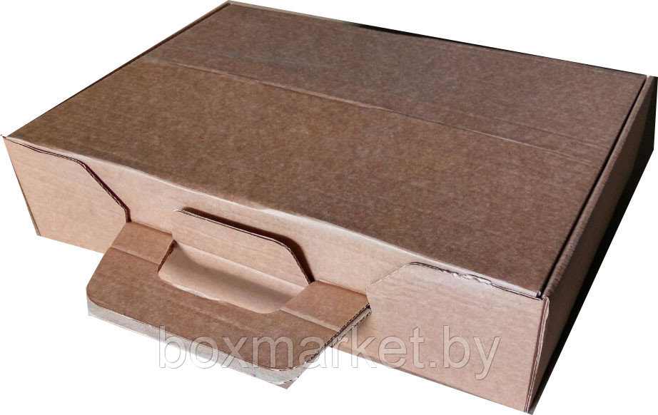 Коробка самосборная-чемодан 420х305х100 мм бурая fefco 0429 из микрогофрокартона 1,5 мм Т23 - фото 1 - id-p181638534