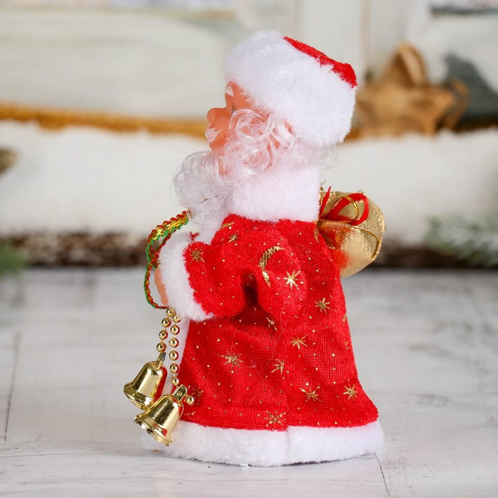 Дед Мороз "Красная шубка, с колокольчиком" двигается, 17,5 см - фото 2 - id-p181641504