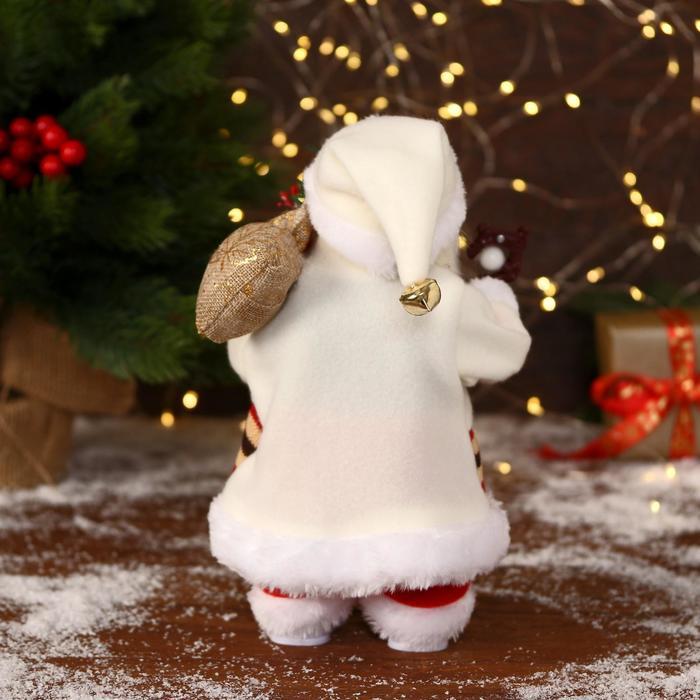 Дед Мороз "В белом костюмчике с орнаментом, с посохом" двигается, 11х30 см - фото 4 - id-p181641506
