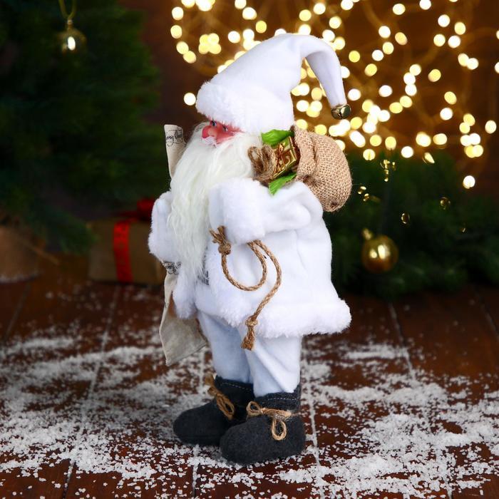 Дед Мороз "В белом полушубке с мешком" двигается, 29 см - фото 3 - id-p181641516