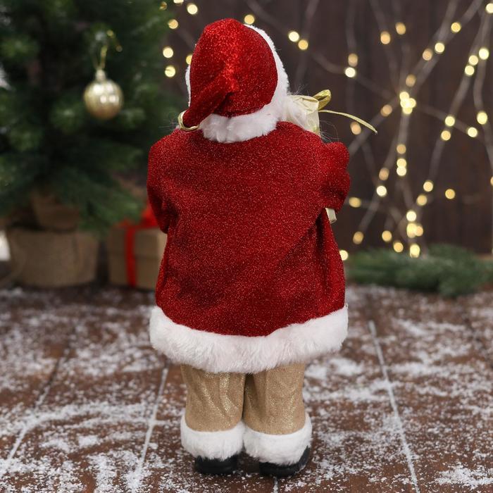 Дед Мороз "В золотисто-красном костюме, с ремешком, с подарками" 15х30 см - фото 3 - id-p181641546