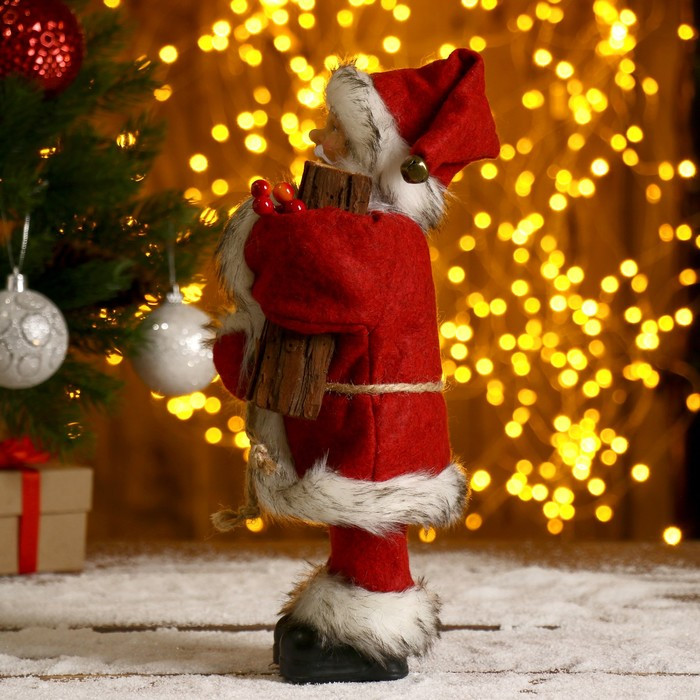 Дед Мороз "В красной шубке, с брёвнышком" 29 см - фото 2 - id-p181641548