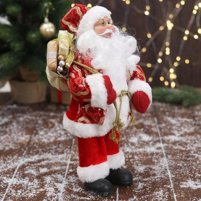 Дед Мороз "В красной шубе с подвязкой, с подарками" 16х30 см - фото 4 - id-p181641555