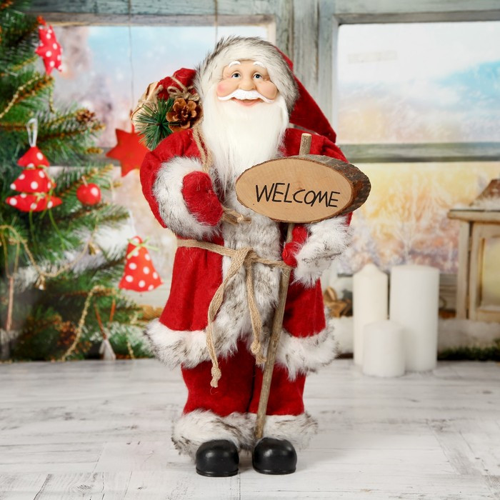 Дед Мороз "В красной шубке, приветствующий" 45 см - фото 1 - id-p181641558