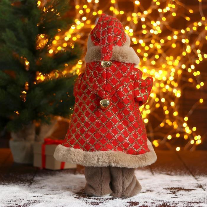Дед Мороз "В красной шубке в клетку с подарками" двигается, 20х40 см - фото 3 - id-p181641573