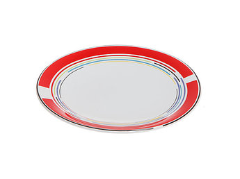 Тарелка десертная керамическая, 199 мм, круглая, серия Самсун, красная полоска, PERFECTO LINEA (Супер цена!)