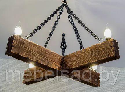 Люстра рустикальная деревянная "Замковая Прайм №1" на 4 лампы