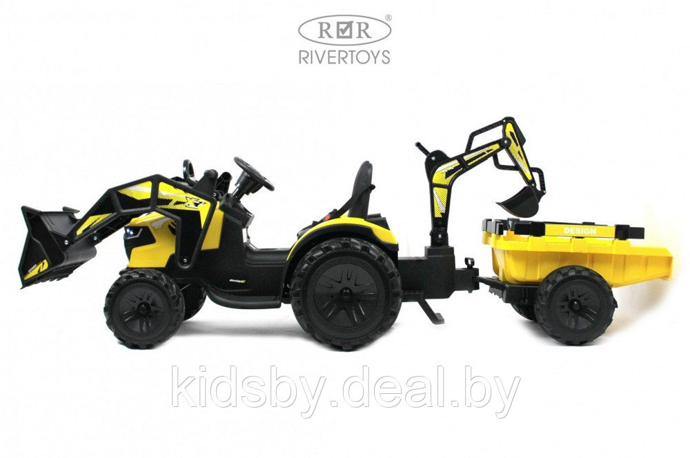 Детский электромобиль RiverToys A777MP (желтый) экскаватор-погрузчик - фото 5 - id-p178875180