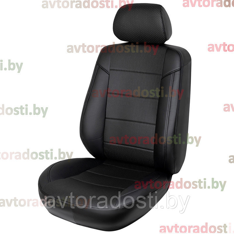 Чехлы на сиденья для Nissan Almera G15 (2013-) / Ниссан Альмера (экокожа, черный) - фото 3 - id-p96107774