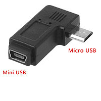 Переходник miniUSB (гнездо)-microUSB (штекер), угловой (90 градусов), направленный вправо