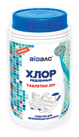 Химия для бассейна Хлор медленный  ТАБЛ. 20 ГР, 1 КГ. BIOBAC