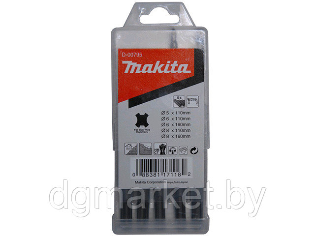 Набор буров SDS-Plus MAKITA 5 шт. (5, 6, 8x110, 6, 8x160) - фото 1 - id-p181700226