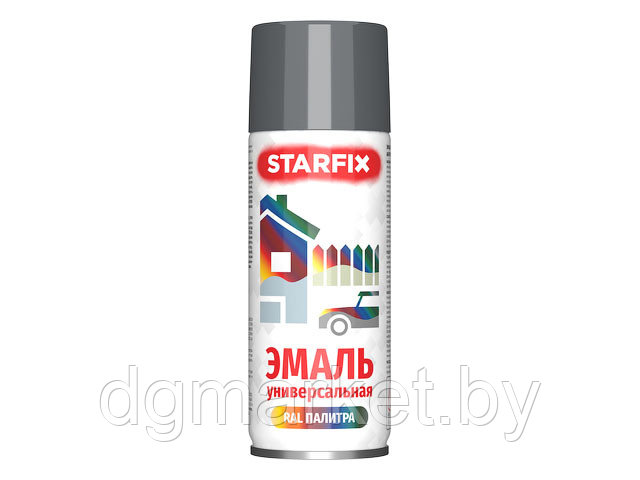 Краска-эмаль аэроз. универсальная серый STARFIX 520мл (7024) (Графитовый серый, глянцевая)