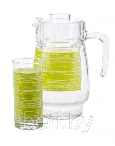 P7453 Набор стаканов с кувшином Luminarc Brush Mania Green, 7 предметов - фото 1 - id-p181708536