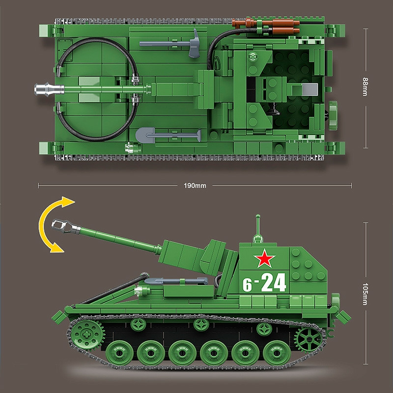 Конструктор Quanguan 100085 самоходная артиллерийская установка СУ-76 SU-76, 601 дет - фото 7 - id-p181715472