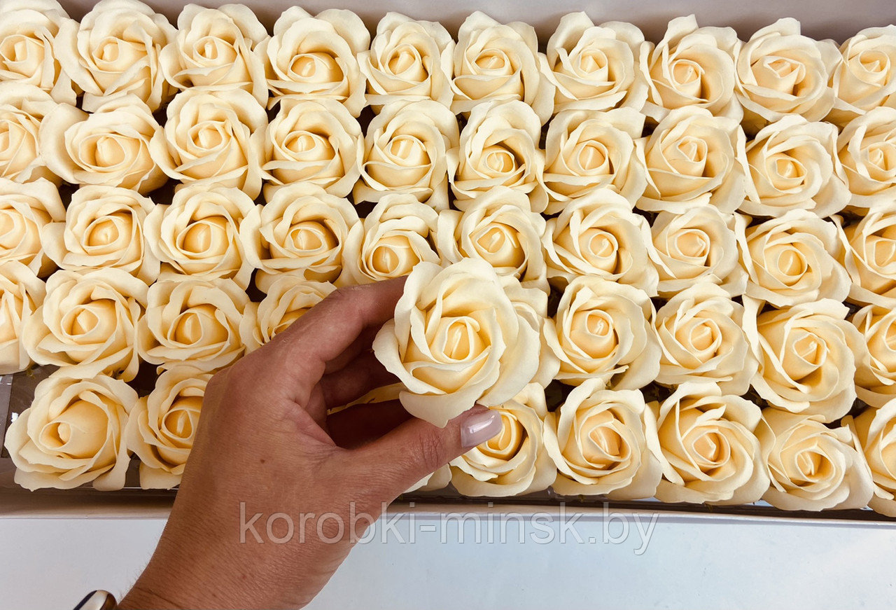 Декоративный цветок-мыло "роза" Нежно-персиковый 5,5*4см 50шт.