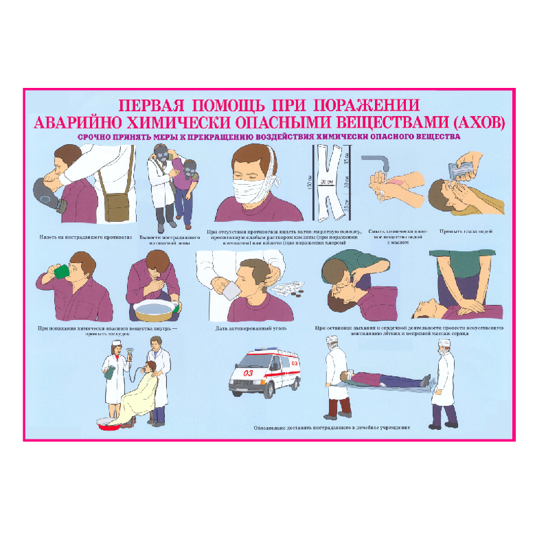 Информационный стенд "Первая помощь при поражении АХОВ"