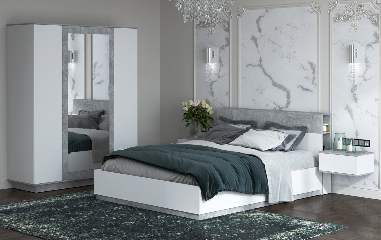 Набор мебели для жилой комнаты Quartz-13 (Спальня-1) кровать с ПМ фабрика Интерлиния - 2 варианта цвета - фото 1 - id-p181785334