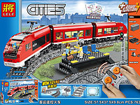 Конструктор Lele 28032 Красный пассажирский поезд на управлении,аналог Лего 7938