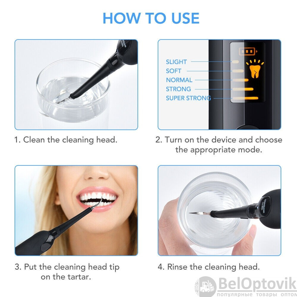 Портативный ультразвуковой прибор для чистки зубного камня со сменными насадками Home-Use Dental Tools (3 - фото 10 - id-p181795559
