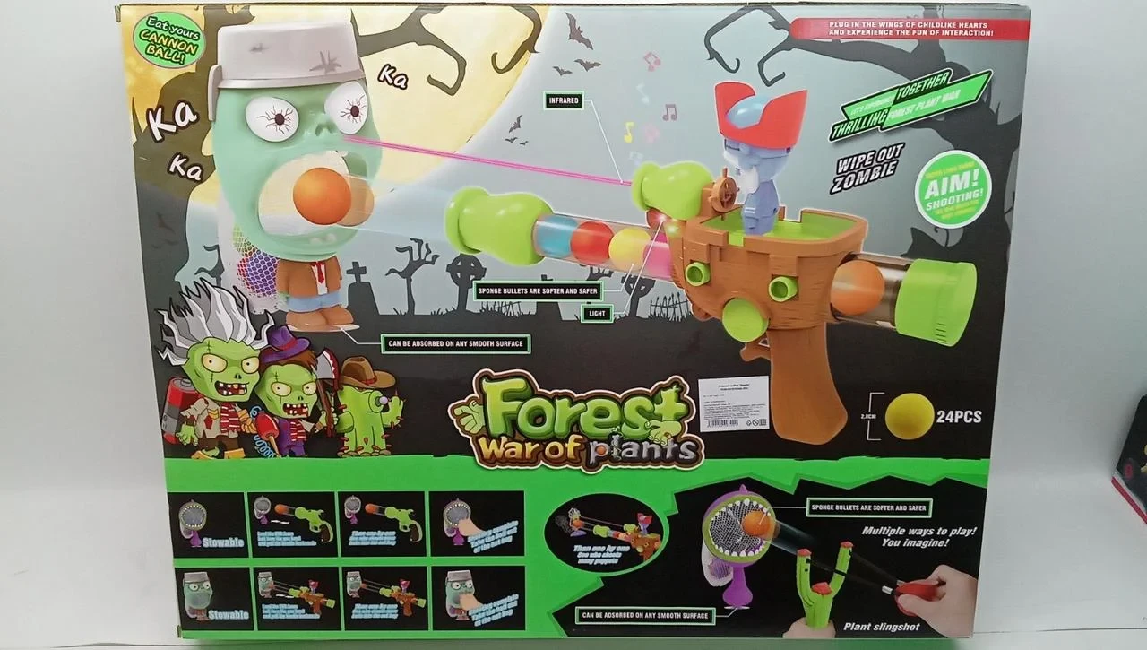 Игровой набор "Зомби против растений" с бластером, мишенью и рогаткой, PLANTS VS ZOMB 666-29A - фото 2 - id-p181809654