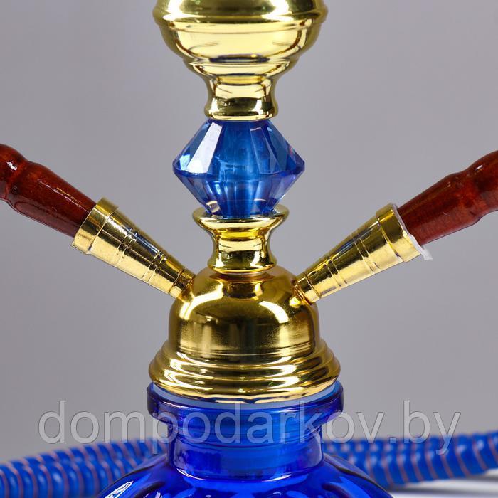 Кальян "Лагуна", 33 см, 2 трубки, колба-тыква синяя, шток золотистый - фото 4 - id-p98737953