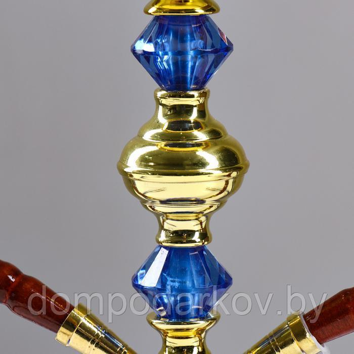 Кальян "Лагуна", 33 см, 2 трубки, колба-тыква синяя, шток золотистый - фото 3 - id-p98737953