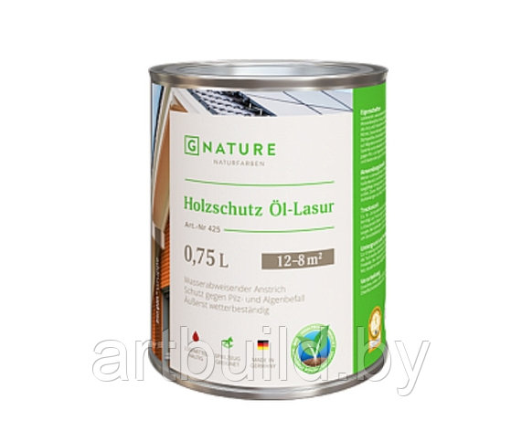 Защитное масло-лазурь для древесины GNature 425 Holzschutz Öl-Lasur 2.5 л., фото 2