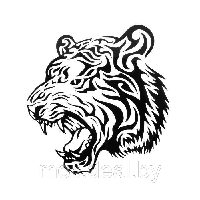 Наклейка на авто "Тигр", 18×16,5 см, светоотражающая, черный - фото 1 - id-p181413641