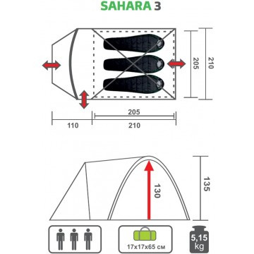 ПАЛАТКА 3 МЕСТНАЯ PREMIER SAHARA-3 - фото 2 - id-p181937511