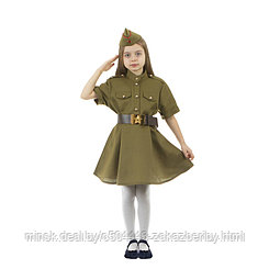 Карнавальный костюм военного: платье с коротким рукавом, пилотка, р-р 36, рост 134-140 см