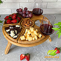 Складной составной винный столик из Дуба на 1 бутылку и 2 бокала "Романтик - 2", фото 3