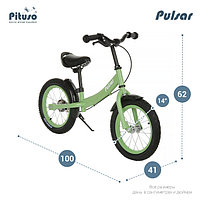 Беговел Pituso Pulsar Колёса Air 14" Тормоз Подножка Green matt Зелёный матовый LY-H-07-Green matt