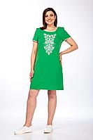 Женское летнее зеленое большого размера платье GALEREJA 474 яблоко 46р.