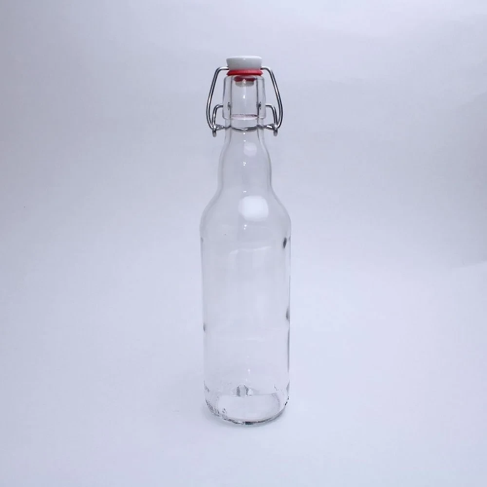 Стеклянная бутылка 0,500 л. (500 мл.) «Бугельная» (Прозрачная) с пробкой