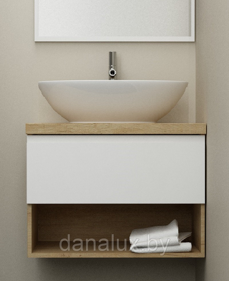 Тумба со столешницей Дана Оптима Топ 50 подвесная (дуб/белый), фото 1