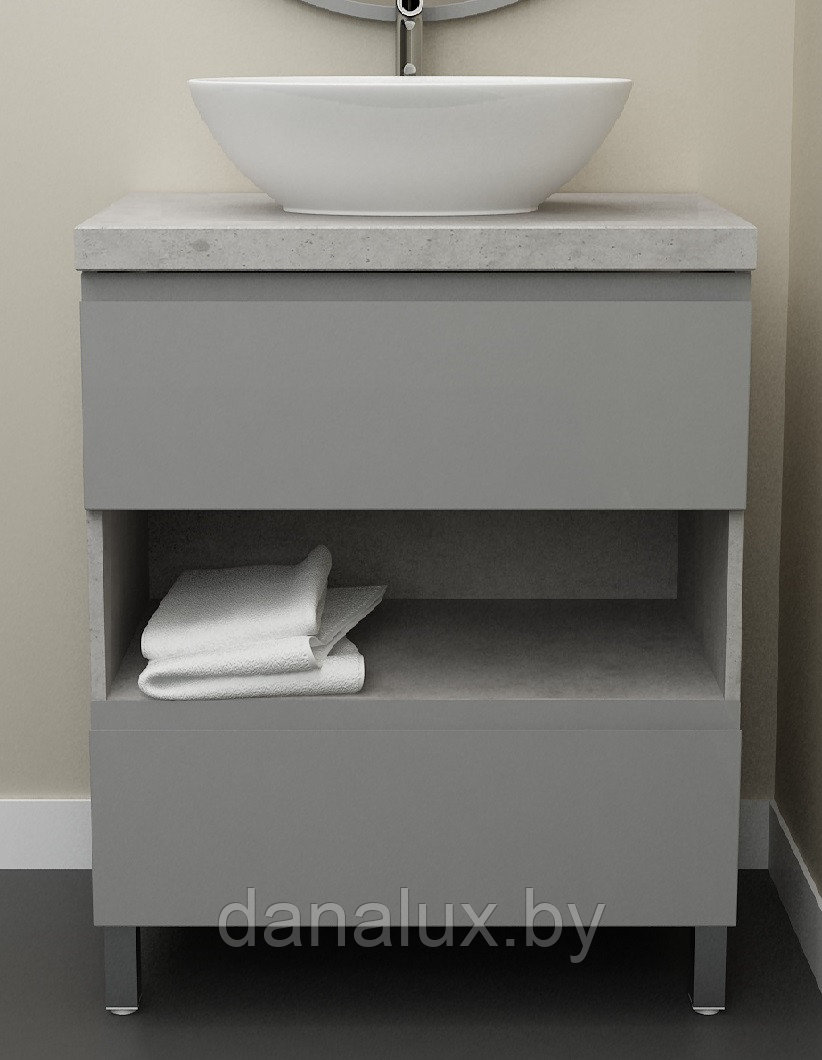 Тумба со столешницей Дана Оптима Топ 40 напольная (цвет бетон чикаго/оникс серый)
