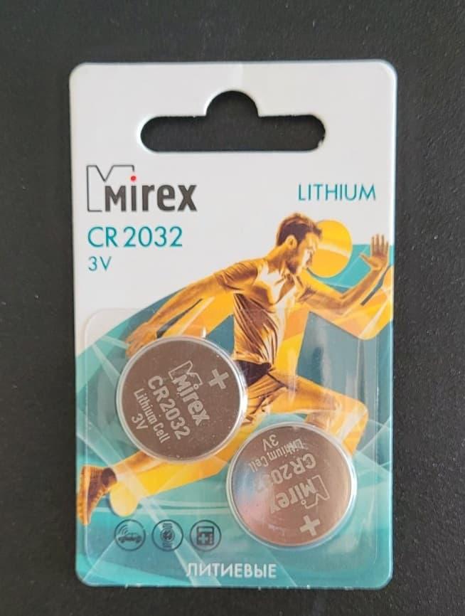 Батарейки литиевые Mirex, CR2032, 2 штуки