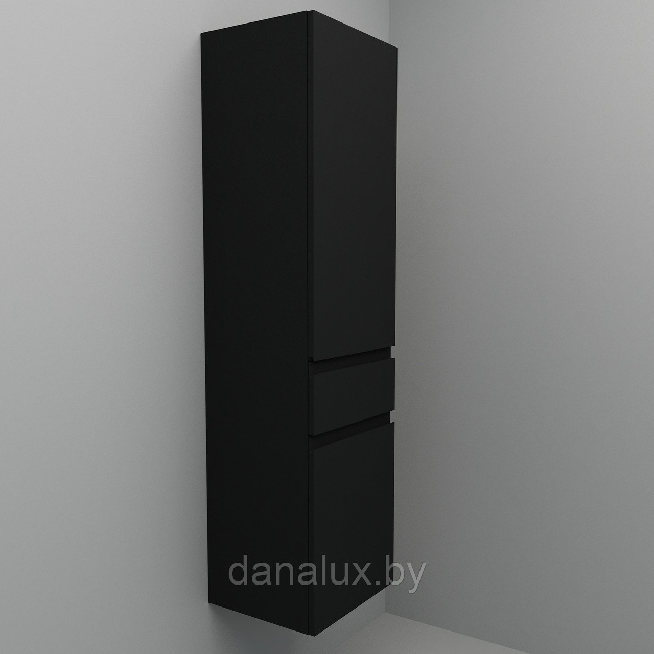 Шкаф-пенал Дана Лидер 40 подвесной с корзиной (черный) правый - фото 1 - id-p181976828