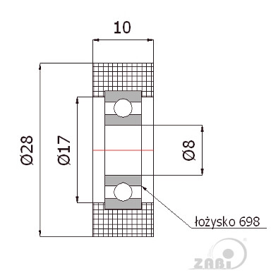 Ролик нейлоновый (полиамидный) R-28/8 ZABI (Польша) - фото 2 - id-p149486785