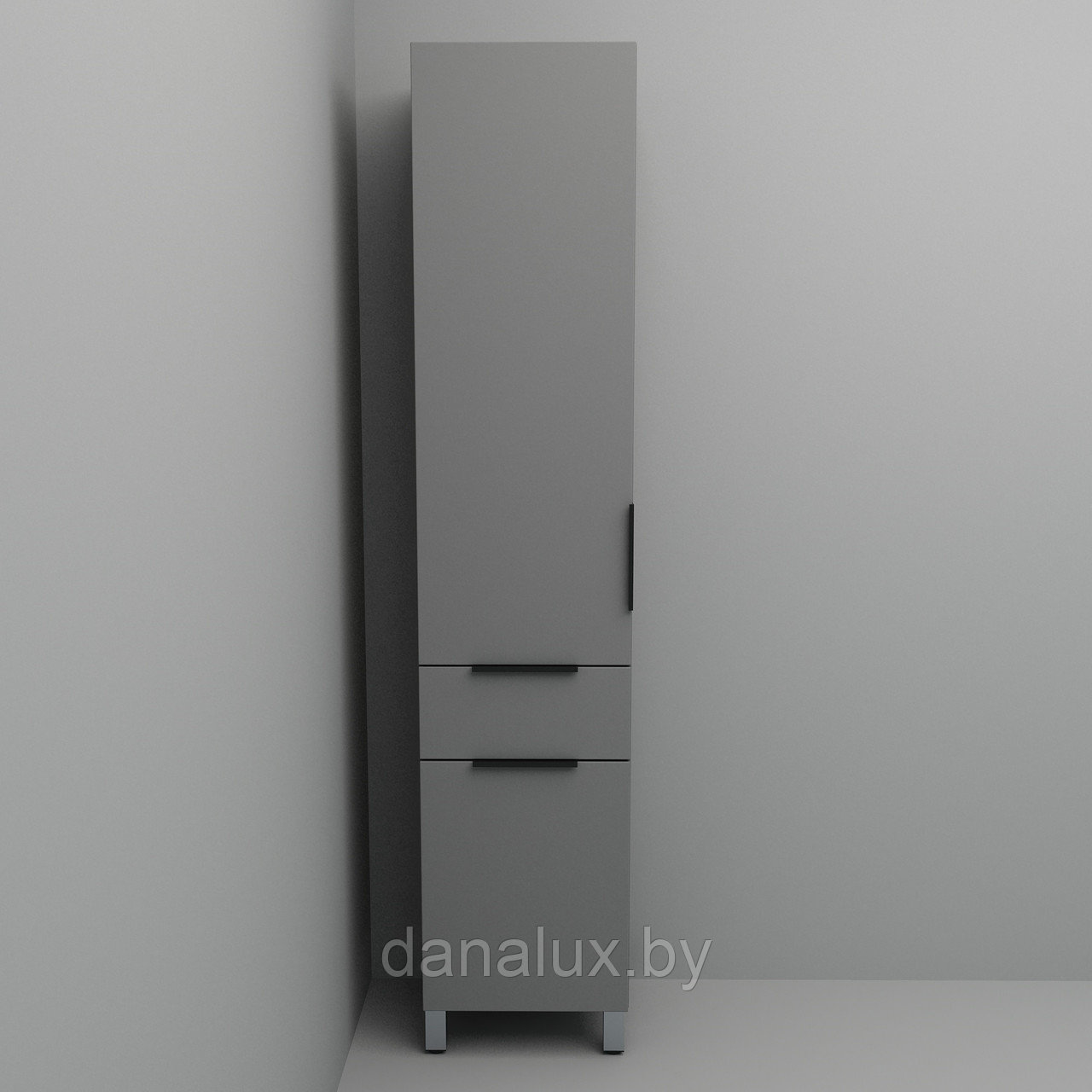 Шкаф-пенал Дана Лидер 35 напольный с корзиной (оникс серый) левый - фото 1 - id-p181976842