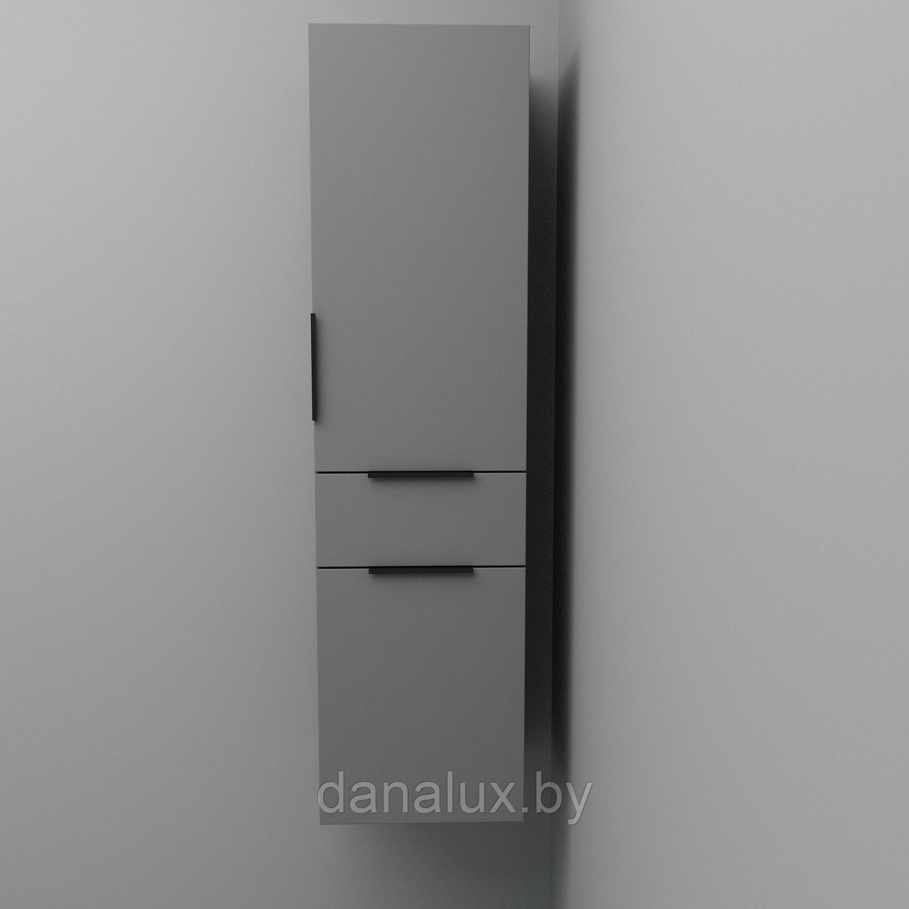 Шкаф-пенал Дана Лидер 40 подвесной с корзиной (оникс серый) правый