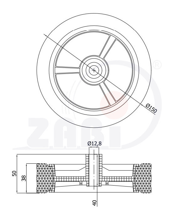 Колесо для газонокосилок, d=150мм, K150 ZABI - фото 2 - id-p181979694