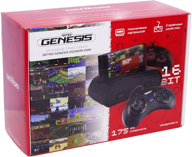 Игровая приставка Retro Genesis Modern mini + 175 игр + 2 джойстика + картридж - фото 1 - id-p180013507