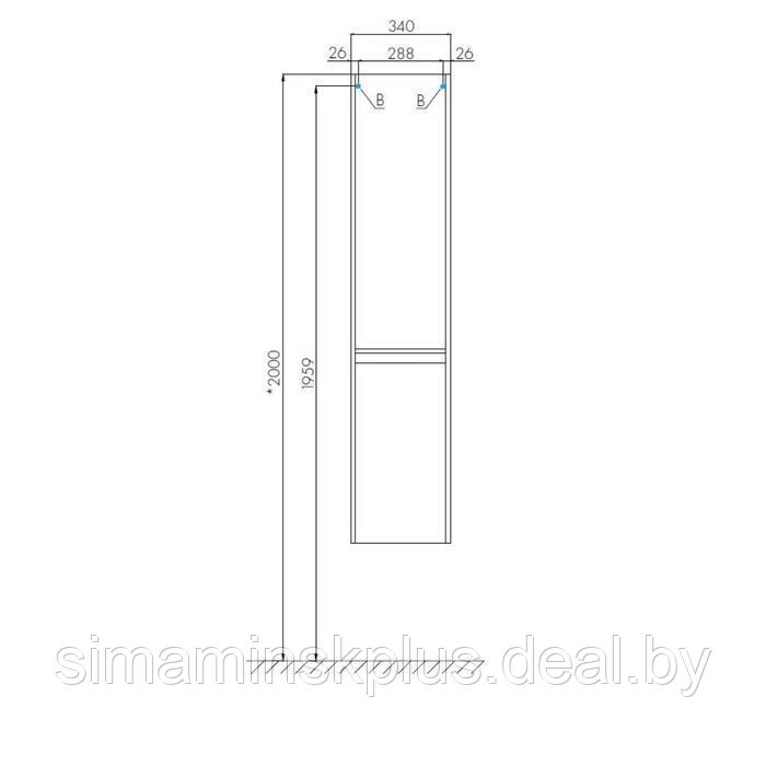 Шкаф колонна Aquaton «Лондри», белый 32,4 см х 40,2 см х 169,5 см - фото 4 - id-p182111903