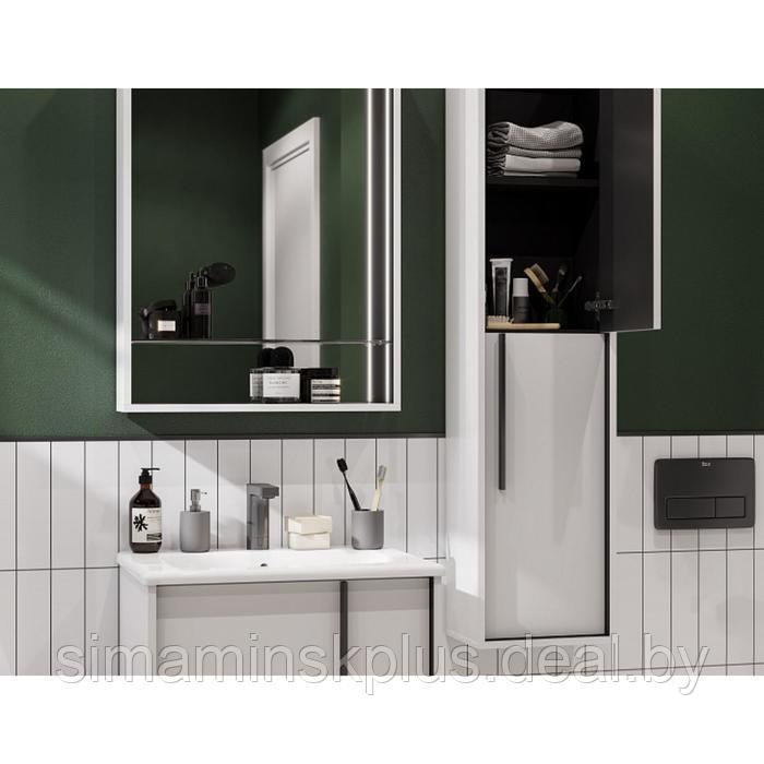 Зеркальный шкаф Aquaton «Ривьера 60» LED подсветка, цвет белый матовый - фото 3 - id-p182111802