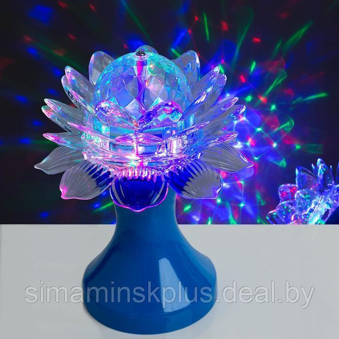 Световой прибор «Цветок» 12.5 см, свечение RGB, 220 В, синий - фото 1 - id-p182113745